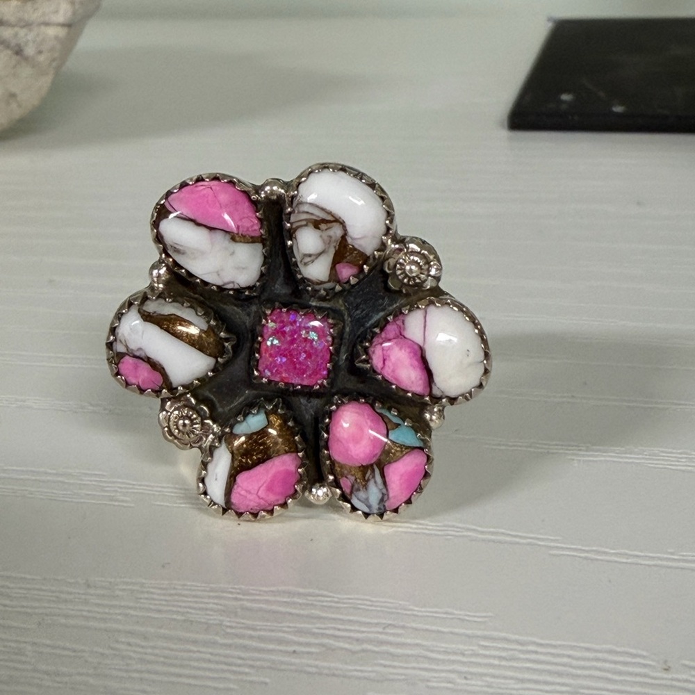 Cotton Candy Turquoise & Sterling Silver Statement Ring